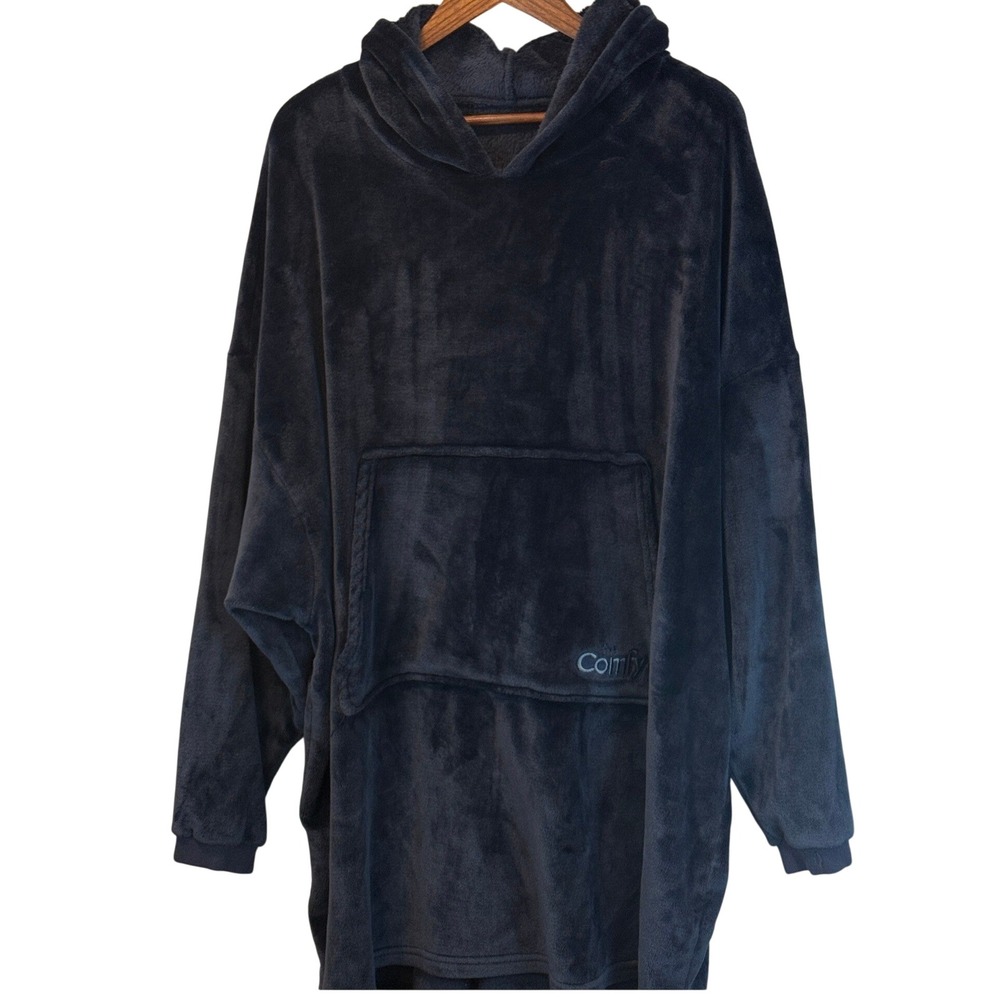 The Comfy Black Hoodie Wearable Blanket Sherpa Fuzzy Cozy Unisex One‎ Size
